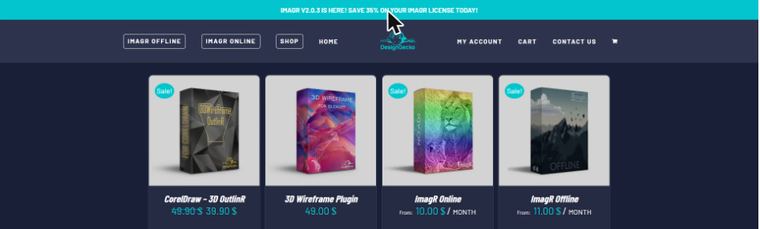Design Gecko digital products ecommerce site