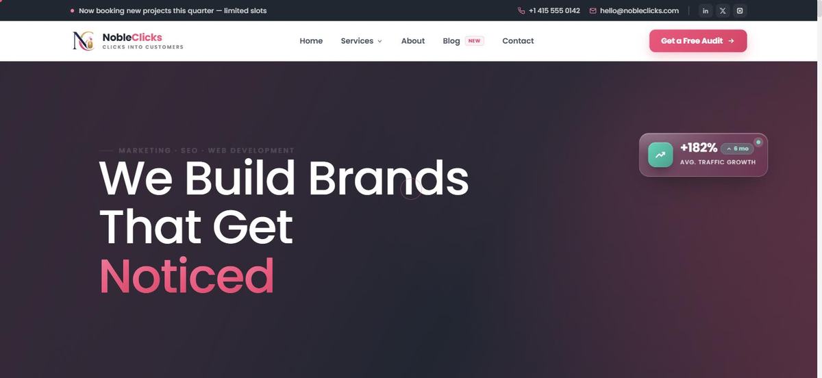 NobleClicks marketing agency website