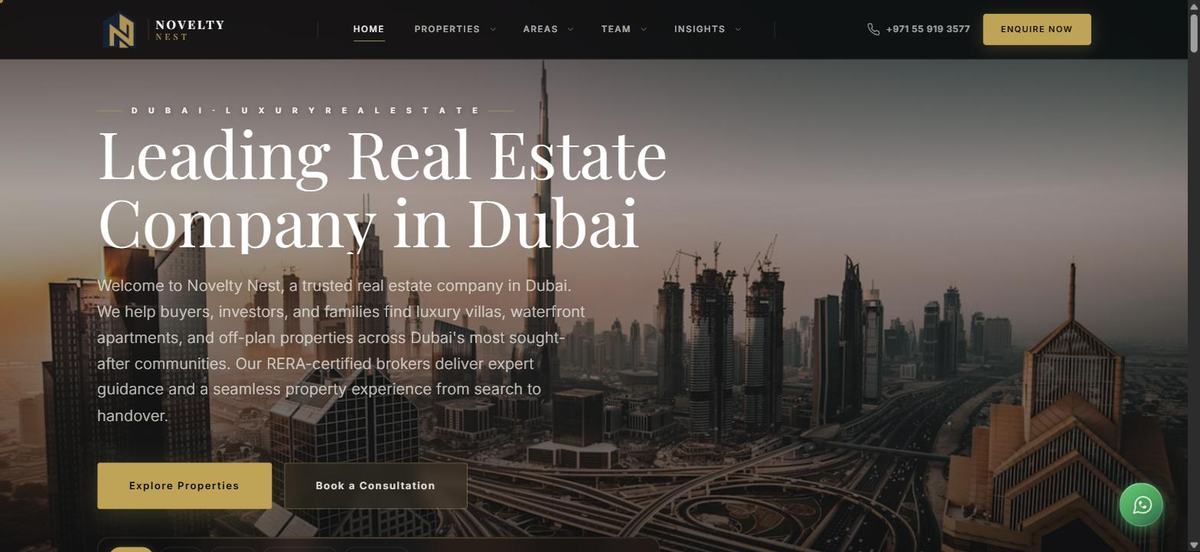 Novelty Nest Dubai real estate website